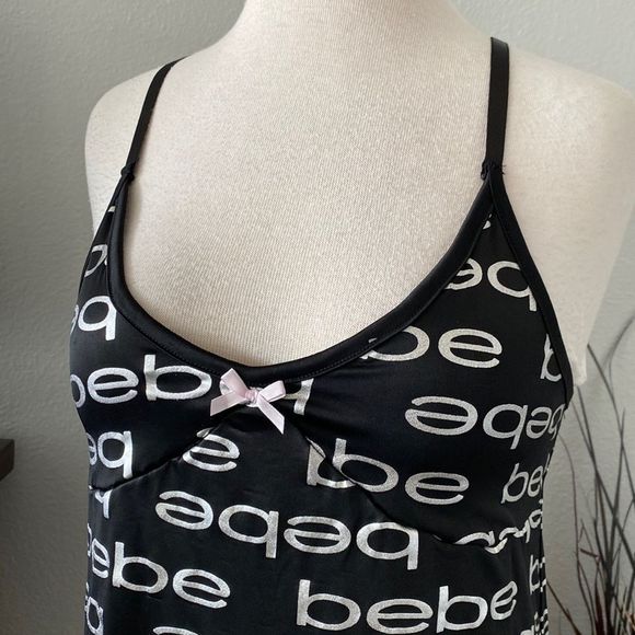 Bebe black and silver lingerie slip size medium - Picture 3 of 12